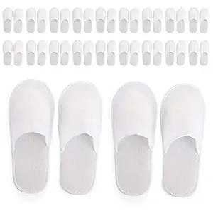 Bekith 20-Pair Disposable Spa Slippers, Closed Toe Spa Slippers, Comfortable and Non-Slip, Perfect For Home, Hotel or Commercial Use (White)