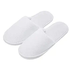 echoapple 5 Pairs of Deluxe Closed Toe White Slippers for Spa, Party Guest, Hotel and Travel (Medium, White-5 Pairs)