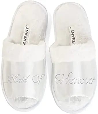 CrystalsRus New Open Toe Party Slippers Bride Bridesmaid Spa Hen Weekends Wedding Gift By Varsany (OT) (Maid of Honour - Clear)