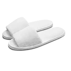 echoapple Deluxe Open Toe White Slippers for Spa, Party Guest, Hotel and Travel (Large 5 Pairs, White, numeric_8)