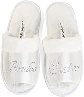 CrystalsRus New Open Toe Party Slippers Bride Bridesmaid Spa Hen Weekends Wedding Gift By Varsany (OT) (Brides Sister - Clear)