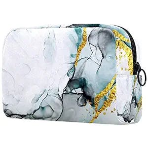 Luxury Marble Texture Art Small Makeup Bag Pouch for Purse Travel Cosmetic Bag Portable Toiletry Bag for Women Girls Gifts