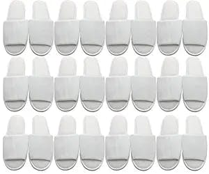 TRAVELWELL 12 Pairs per Case Open Toe Terry Spa Slippers Bulk Hotel Unisex Slippers for Women and Men White