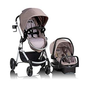 Evenflo Pivot Modular Travel System with LiteMax Infant Car Seat with Anti-Rebound Bar (Desert Tan)