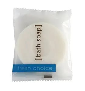 FRESH CHOICE Bulk Round Soaps (1oz, 50pack) Hotel Travel Size Mini Individually Wrapped Bars | Bulk Toiletries for Guest Bathroom, Vacation Rentals, Airbnb, VRBO, Charity Donations, Hospital Amenities