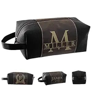 Amazing Items Personalized Toiletry Bag for Men | 12 Different Designs | Dad Gifts, Mens Shaving Dopp Kit, Waterproof Canvas Bathroom Toiletries Bags- Traveler Gifts for Men, Black