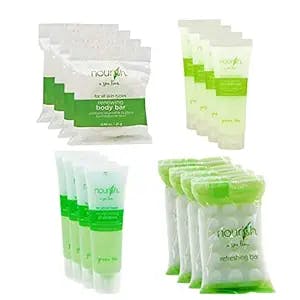 Nourish Spa Line Green Tea BNB Amenity Bath & Body Sets - Soap, Shampoo, Conditioner (10 SET - 40 Pieces Total)