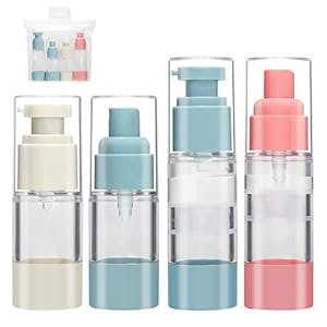 15ml/30ml Vacuum Cosmetic Bottles Toiletries, Plastic Airless Cosmetic Containers for Toner and Lotion, Travel Size Toiletry Set with Vacuum Pump Spray Bottles