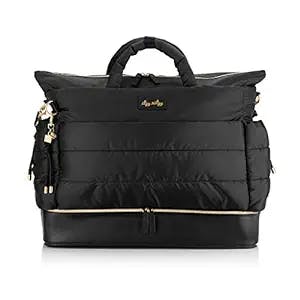 Itzy Ritzy Dream Weekender Lightweight Travel & Hospital Bag Features Base Compartment & 12 Pockets, Midnight Black