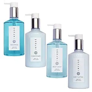 H2O Tropical Infuse Amenities Set,10.14 oz. Pumps (1 of Each) Shampoo, Conditioner, Hand/Body Wash, and Lotion