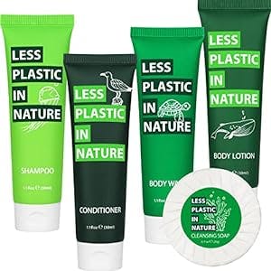 OPPEAL Less Plastic in Nature Hotel Amenities Bulk, OPPEAL Rentire Hotel Amenities, 1-Stop Shop Toiletries for Airbnb | 1oz Hotel Shampoo & Conditioner, Body Wash, Body Lotion & Bar Soap Travel Size (150 Pcs Set)