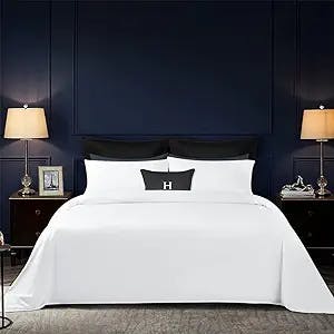 Shilucheng 1200 Thread Count Cotton Bed Sheets, 100% Egyptian Cotton Sheet for King Size Bed, 4 Piece Luxury Hotel King Sheets Sateen Weave with 16" Elasticized Deep Pocket(White,King)