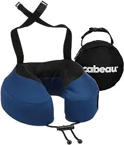 Cabeau Evolution S3 Travel Neck Pillow Memory Foam Neck Support, Adjustable Clasp, and Seat Strap Attachment - Comfort On-The-Go with Carrying Case for Airplane, Train, and Car (Indigo Blue)