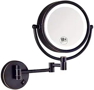 EDOSSA Wall-Mounted Make-up Mirror 8 Inch Foldable Bathroom Shaving Mirror Extendable Light Cosmetic Wall Mirror Double-Sided
