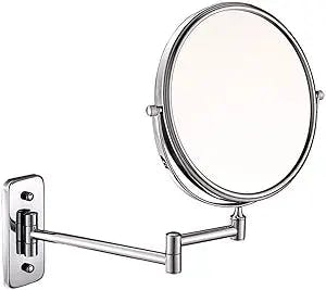 EDOSSA Makeup Mirror Wall Mounted 10X Magnification Bathroom Shaving Mirror Double-Sided Round Magnifying Vanity Swivel Mirror