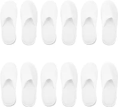 ARTIBETTER 6 Pairs Hotel Slippers Disposable Slippers House Slippers for Guests Non Slip Travel Slippers for Men and Women White