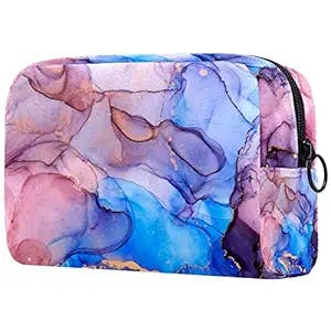 Funky Makeup Bag for Trendy Travelers: Luxury Abstract Fluid Art Small Make