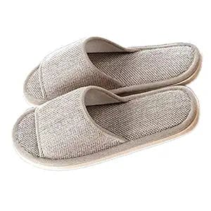 2 Pairs Spa Slippers, Universal Size Open Toe Slippers for Women and Men, Breathable Non-Slip Slippers for Hotel,Home, Guests, Travel (Beige)