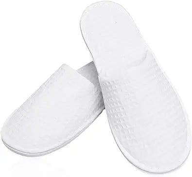 Maltose Disposable Slippers for Guests 5 Pairs House Slippers for Guests Non-Slip Hotel Slippers Bulk Soft Thicker Cotton Sole White Travel Slipper Unisex Spa Slippers, 11.2" x 4.3"