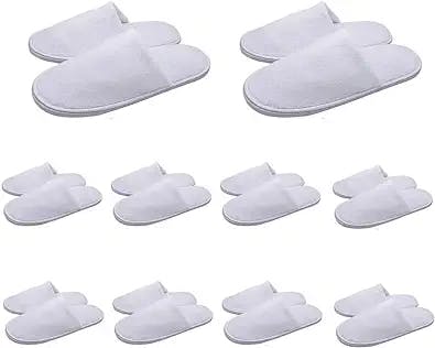 ROYGGBP 10 Pairs Spa Slippers, Luxury Velvet Slippers Non Slip Guests Flip Flop Ideal for Travel Home Hotel Nail Salon Use, Fits Up to US Men Size 11 & US Women Size 12