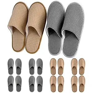 Bekith 10 Pairs Spa Slippers, Non-Slip Closed Toe Disposable Spa Slippers for Party Guest, Hotel, Travel and Home