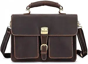 ZSEDP Men's Large Capacity Retro Briefcase Head Laptop Bag 16 Inch Computer Messenger Bag (Color : D)