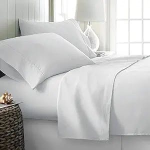 befort 600 Thread Count 100% Natural Cotton Queen Size Sheets Set, Luxury 4 Piece Hotel White Bedding, Premium Soft with Up to 16'' Deep Pocket Fitted, Flat Sheet and Pillow Cases by Befort (BS01)