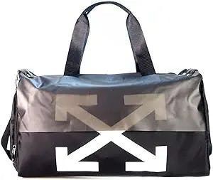 Fashion PU Leather Travel Duffel Bag Carry on Bag with Crossed Arrows Logo Weekender Overnight Bag for Men Women ，Water-resistant
