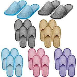10 Pairs Washable Disposable Home Slippers Non Slip Spa Slippers Unisex Disposable Closed Toe Slippers for Hotel Home Guest Massage, 11.3 x 4.3 Inches (Colorful Closed Toe)