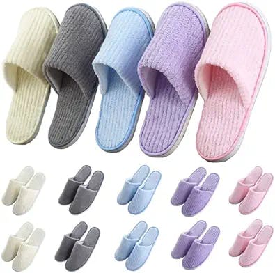 UILB 5~10 Pairs Disposable Home Slippers for Family Spa Guests Hotels Office - Mixed Multi-Color Slippers Home Party, Housewarming