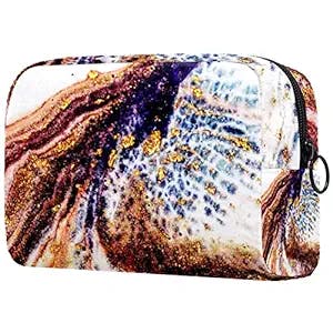 Luxury Shine Art Marble Small Makeup Bag Pouch for Purse Travel Cosmetic Bag Portable Toiletry Bag for Women Girls Gifts