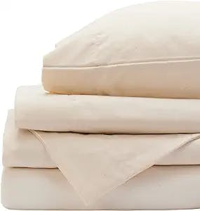Red Land Cotton Luxury Sheet Set | 100% American Grown Cotton Basics | Premium Hotel Ultra-Soft Lightweight 4 Piece USA Made Deep Pocket Fitted, Flat Sheet, & pillowcases Percale Weave (Queen/Natural)