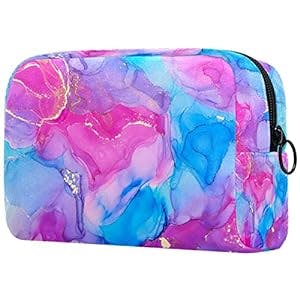 Luxury Mixed Color Ink Texture Small Makeup Bag Pouch for Purse Travel Cosmetic Bag Portable Toiletry Bag for Women Girls Gifts