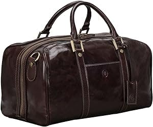 Maxwell Scott | Personalized Mens Luxury Leather Small Holdall Bag | The FleroS | Handcrafted In Italy