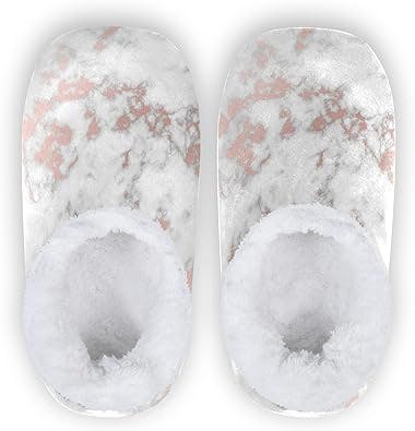 Rose Gold Marble Fuzzy Slipper Socks with Grippers for Women Men Luxury Fashion House Slippers Soft Non-Slip Sole Sleeper Slippers Home Spa Hotel