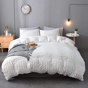 Living that Luxe Life: M&Meagle 3 Pieces Textured Duvet Cover White Set Rev