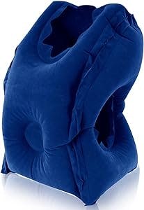 Xtra-Comfort Headrest Travel Pillow - Inflatable Travel Airplane Pillow Accessories for Trips - Neck Support for Sleeping - Memory Foam Pain Relief