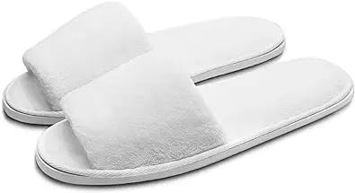 AhfuLife Deluxe Open Toe White Slippers for Spa, Party Guest, Hotel and Travel