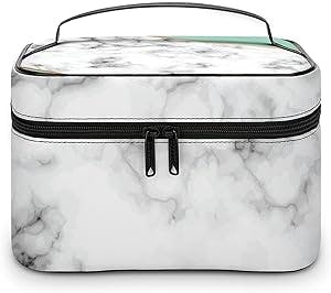 Makeup Bag, Luxury Elegant Marble Texture Geometric Travel Cosmetic Bag Makeup Organizer Case Large Capacity Portable Zipper Toiletry Bag Travel Organizer Accessories