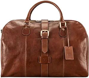 Maxwell Scott | Luxury Leather Holdall Bag (Carry-On Size) | The Farini | Handmade In Italy | Chestnut Tan Brown
