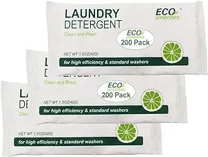ECO Amenities Wholesale Laundry Soap Powder Individually Wrapped Travel Size Laundry Detergent Powder (1.5oz/42g, 200 Pack) Clothes Stain Remover Hotel Toiletries Bulk