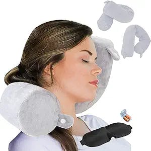 ZOYLEE Twist Memory Foam Travel Pillow Neck,Chin,Shoulder,Lumbar and Leg Support for Adult Airplane Traveling,Bus,Train and Office(Grey)