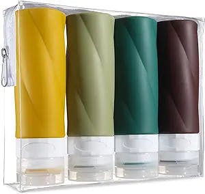 Gemice Travel Bottles for Toiletries, 3oz Tsa Approved Travel Size Containers BPA Free Leak Proof Travel Tubes Refillable Liquid Travel Accessories with Clear Toiletry Bag (4 Pack)