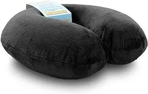Crafty World Travel Neck Pillow Memory Foam Airplane Travel Accessories Essentials Comfortable Washable Cover Plane Neck Support Pillow for Neck Pain Relief Sleeping Black