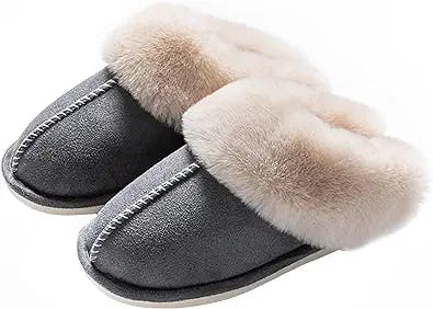 WATMAID Women's House Slippers Memory Foam Fluffy Soft Slippers, Slip on Winter Warm Shoes for Women