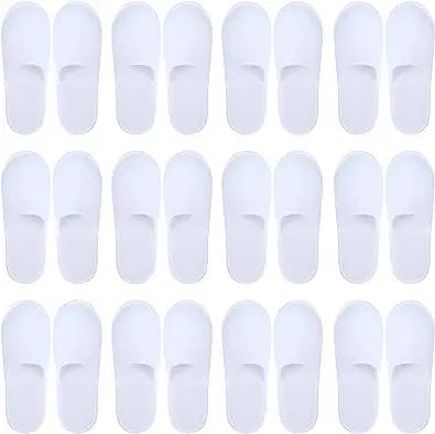 Aneco 12 Pairs Disposable Spa Slippers Fluffy Closed Toe Spa Slippers for Hotel, Home, Guest Use, Fits up to US Men Size 10 and Women Size 11