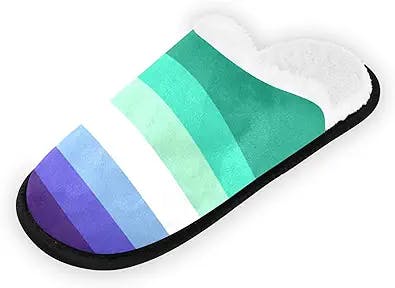 Sunset Lesbian Pride Flag Spa Slippers Closed Toe Indoor Hotel Slippers, Fluffy Coral Fleece, Padded Sole for Comfort- for Guests, Hotel, Travel