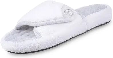 isotoner Women's Terry Spa Slip On Slide Slipper with Memory Foam for Indoor/Outdoor Comfort