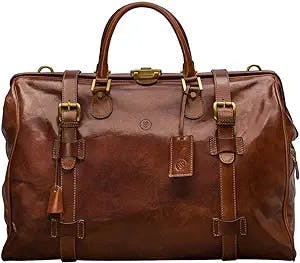 Maxwell Scott | Luxury Leather Large Gladstone Travel Bag | The Gassano L | Handmade In Italy | Chestnut Tan Brown