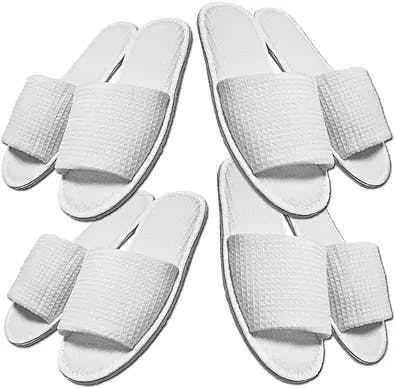 IMPERIA 2 Men's + 2 Women's = 4 Pairs of 5-star Hotel Slippers Disposable Deluxe Closed OR Opened Toe Spa Slippers Washable Fordable for Spa Party Guests Travel Disposable